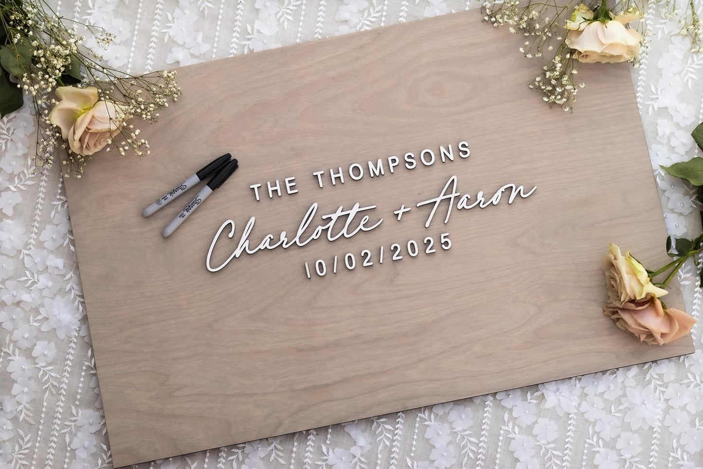 Personalized Last Name Guest Book, Unique Guest Book Sign, Custom Alternative Guest Book, Wooden Guest Book, Wedding Ceremony Guestbook Sign (Design 6)