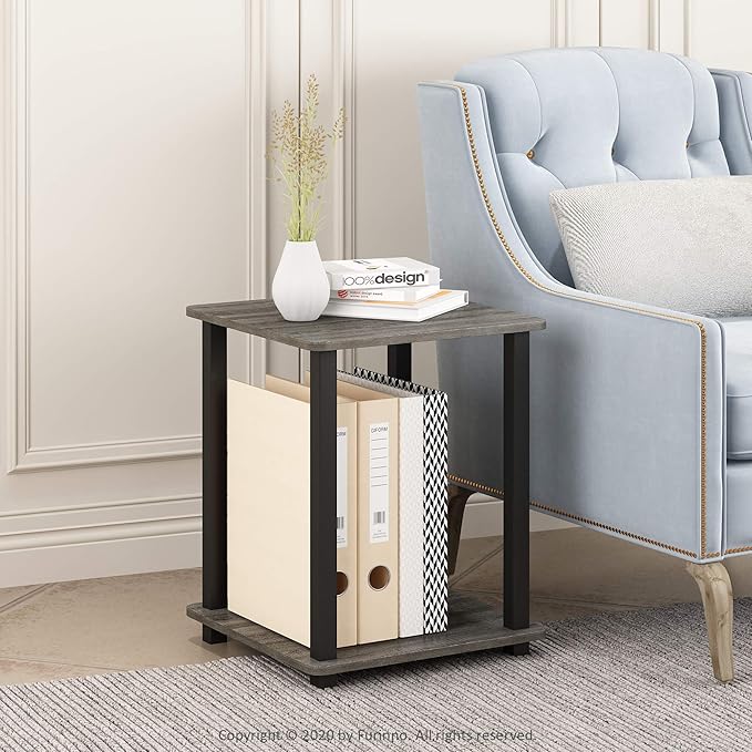 Furinno SIMPLISTIC Side Table Set of 2, 2-Tier Square Modern End Table - Image 2