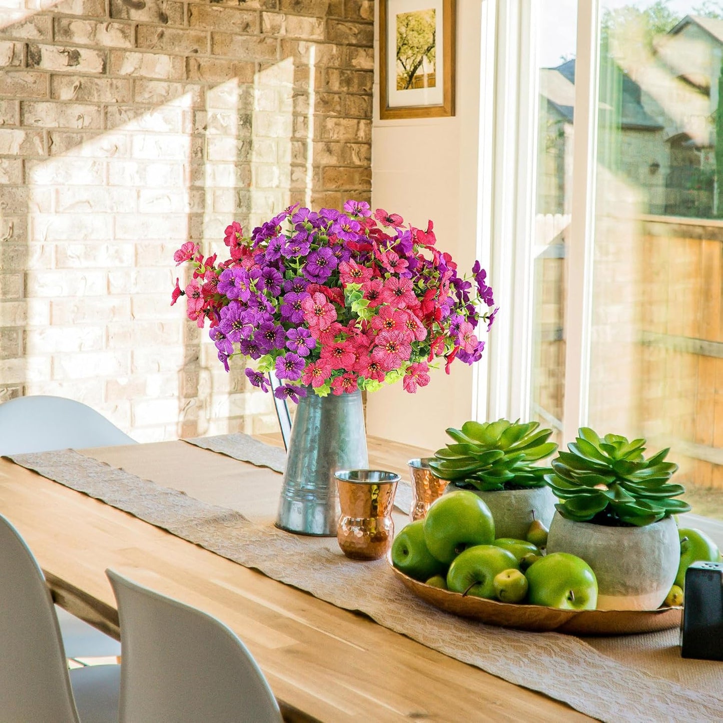 AmyHomie 16 Bundles Artificial Flowers for Outdoor Outside Spring Summer Decoration UV Resistant Faux Flowers No Fade Fake Plastic Plants Garden Porch Window Box Decorating