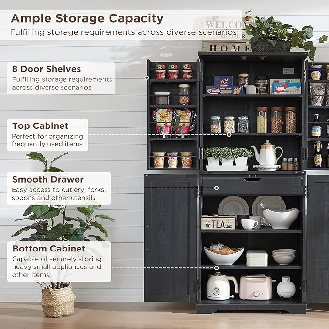 ACCOHOHO 72" Tall Kitchen Pantry, Farmhouse Storage Cabinet - Image 4