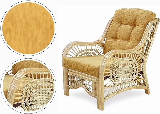 Malibu Lounge Living Accent Armchair Natural Rattan Wicker Handmade Design - Image 3