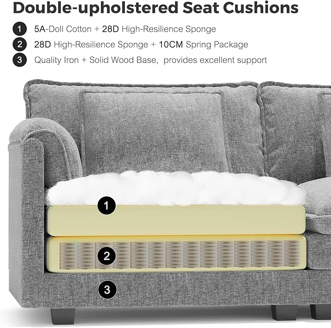 ELUCHANG Oversized 153" Modular Sectional Sofa, Comfy Cloud Couch, L Shaped - Image 6