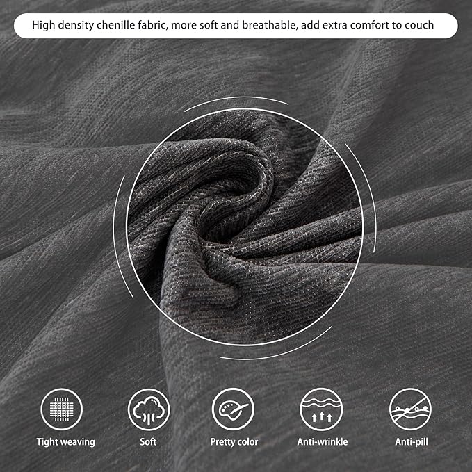 DREAMINGO Sofa Covers Washable Thick Chenille Couch Cover - Image 4