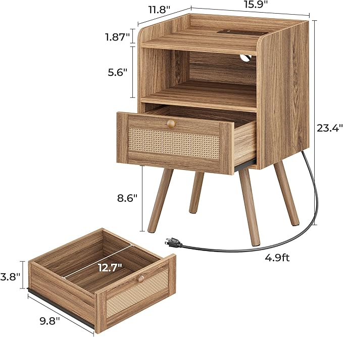 SUPERJARE Nightstands Set of 2, Night Stands - Image 3