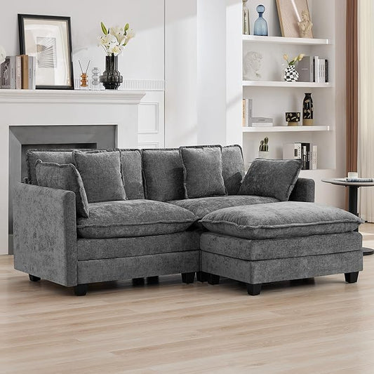 76'' Cloud Deep Seat Loveseat Sofa, Upholstered Chenille Modular 2-Seats by WUTUTUEE