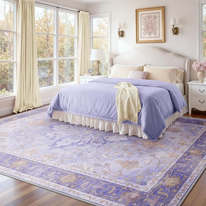 RELEANY Area Rugs 10'x14' Washable Non-Slip, Floral Vintage Distress Print - Image 2