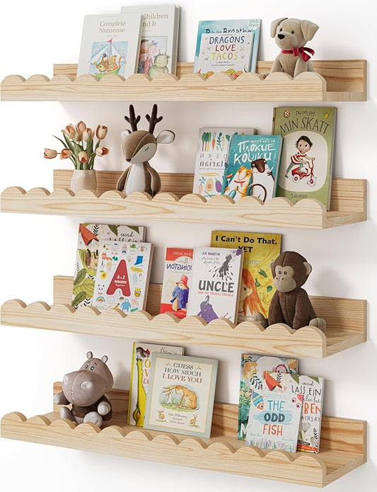 Shario Nursery Book Shelves, Scalloped Shelves, Wall Book Shelves by Shario