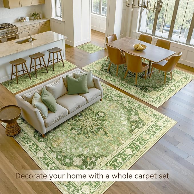 RELEANY Area Rugs 5'x8' Washable Non-Slip, Floral Vintage Distress Print - Image 8