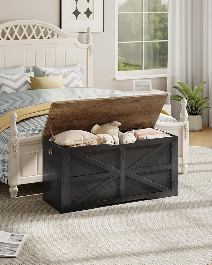 CHOEZON Storage Chest, 39.4" Wooden Storage Trunk, Modern Storage Bench - Image 2