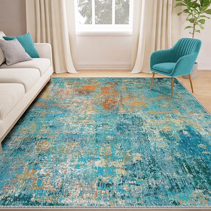RELEANY Washable Area Rugs 6'x8' Non-Slip Modern Abstract Soft - Image 7