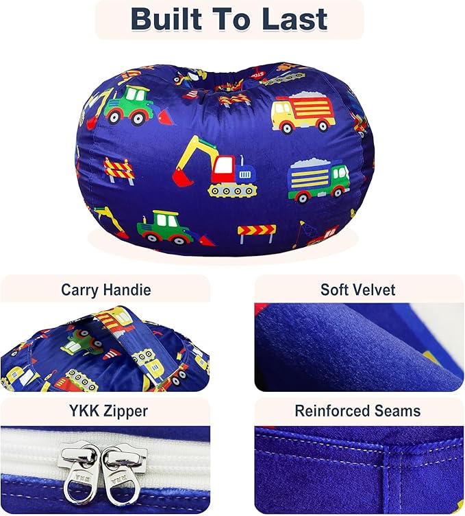 Lukeight Stuffed Animals Storage Bean Bag Chair Cover - Image 5
