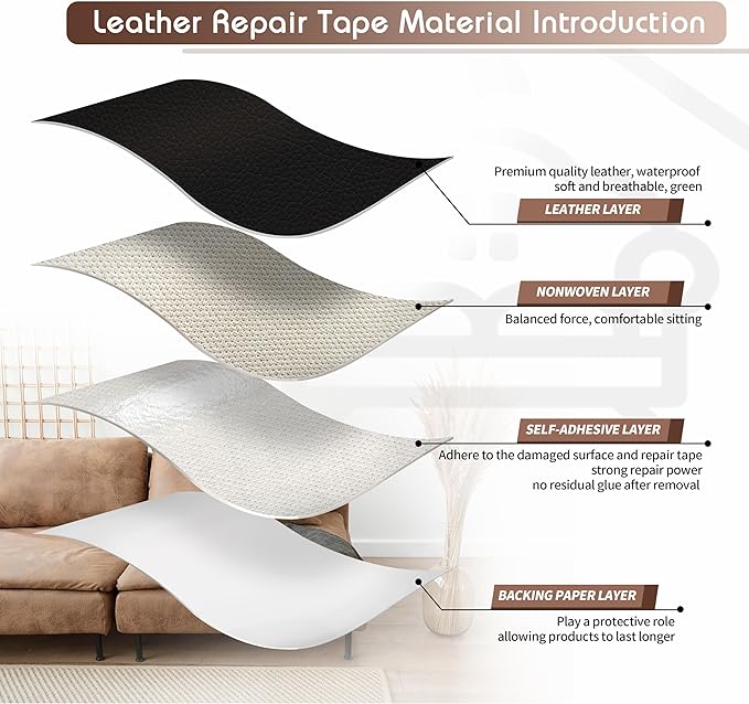 KING MOUNTAIN Leather Repair Patch, 12 x 60 Inches self Adhesive Leather Repair - Image 3