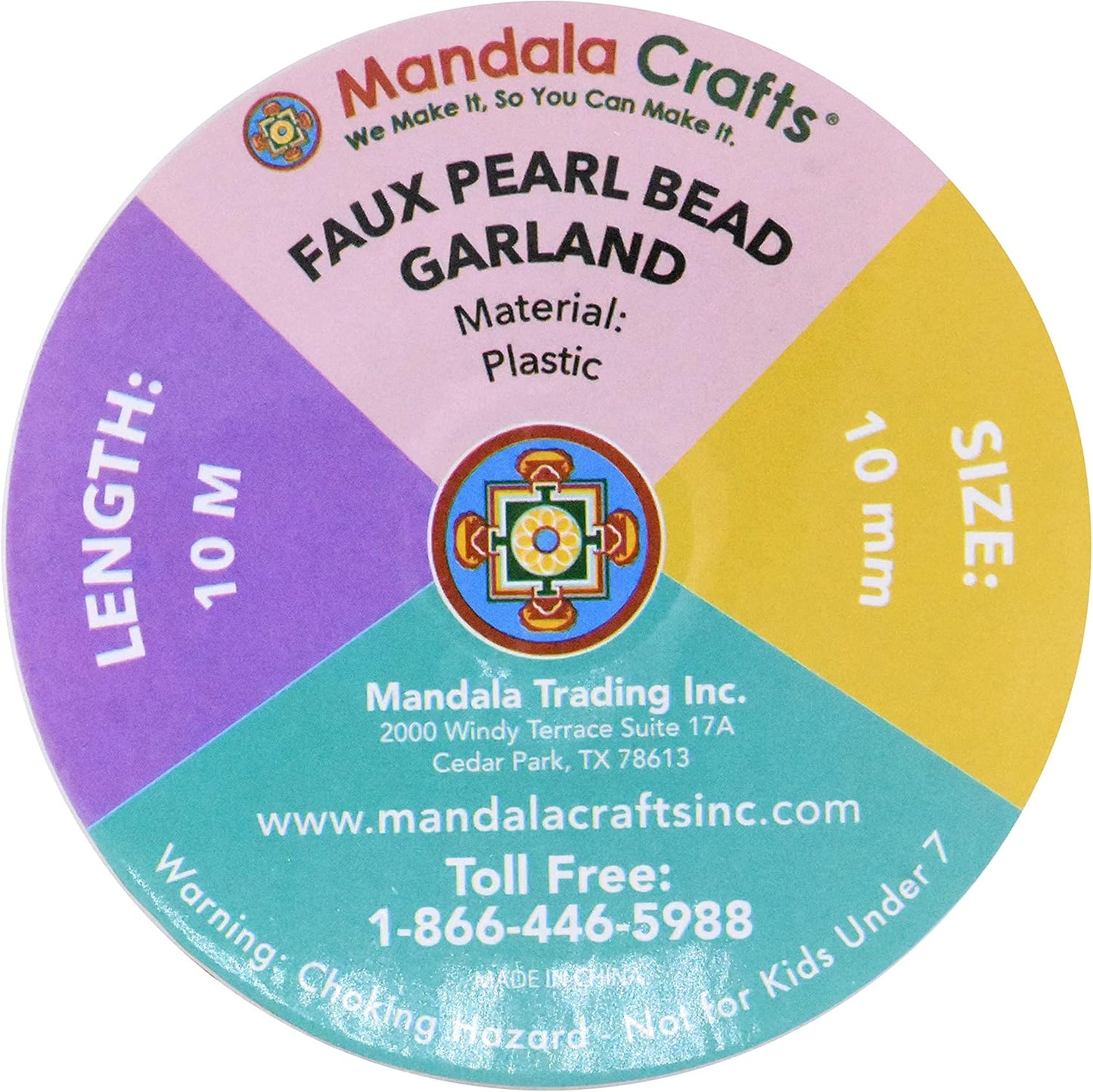 Mandala Crafts 10mm Faux Blue Pearl Beads Roll - 11 Yards Strand of Fake Pearls Chain Garlands Spool String for Christmas Tree, Wedding, Party, Vases, DIY Decoration