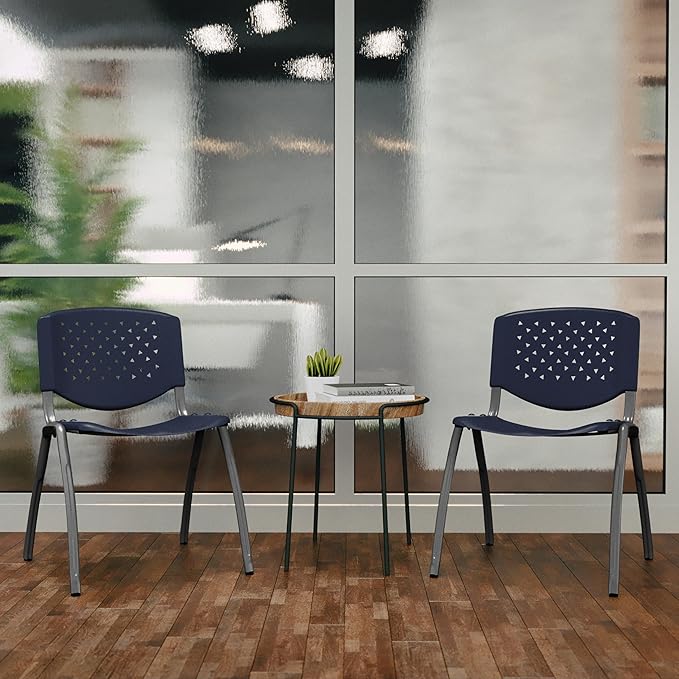 Flash Furniture HERCULES Series 880 lb. Capacity Navy Plastic Stack Chair - Image 7