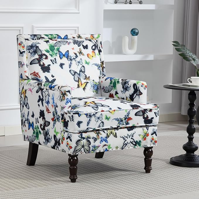 Butterfly Accent Chair, Floral Print Armchair - Image 8