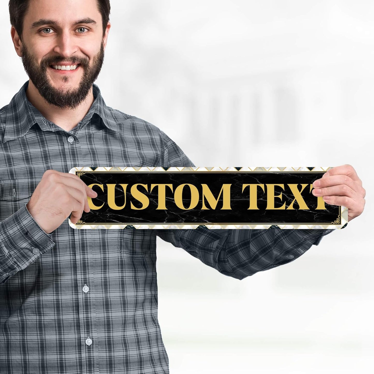 Custom Sign, Custom Street Sign, 11 Font Colors, 13 Font Styles, 4 Hole Options, 22 Sizes, 4x18 Inches, Rust Free DiBound, Fade Resistant, Made in USA by My Sign Center (Marble Tile)