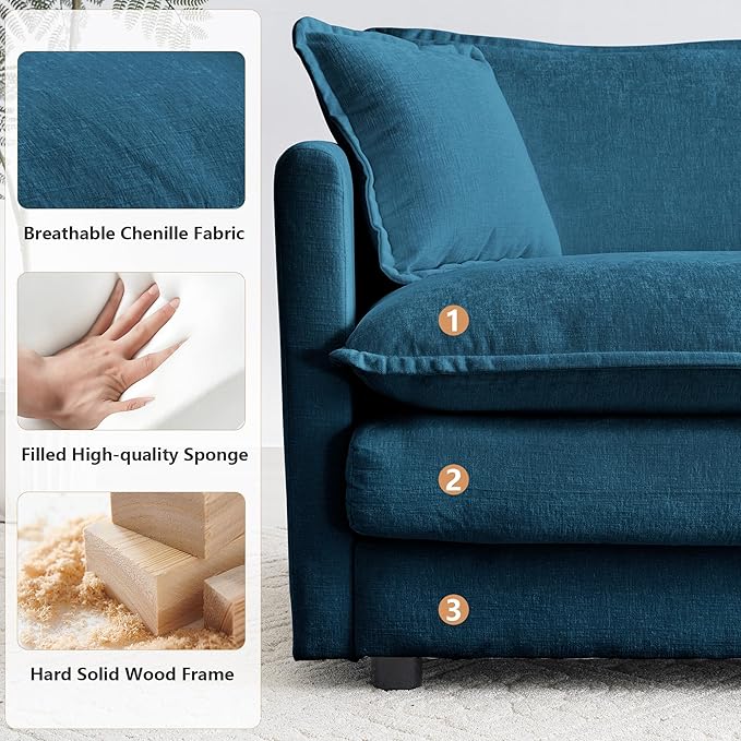 mikibama Modular Sectional Sofa, 111.5 Inch L Shaped Couch Set - Image 4