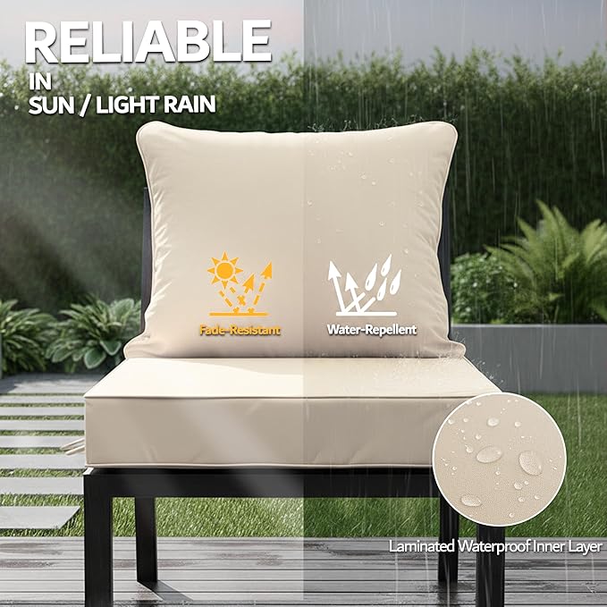 22x22 Inch Patio Chair Cushions Set of 2, Outdoor Furniture Cushions - Image 3