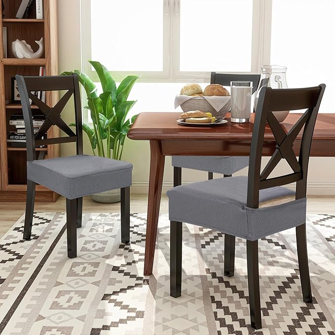 Smiry Waterproof Seat Covers for Dining Room Chairs Set of 2, Stretch Jacquard - Image 8