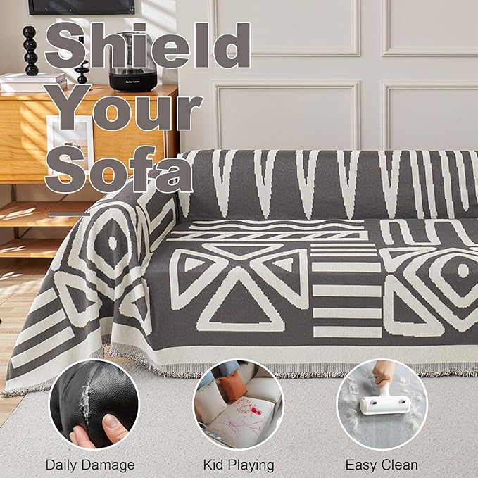 VClife Bohemian Sofa Cover for Dog, Non Slip Couch Covers for 3-4 Cushion Couch - Image 5