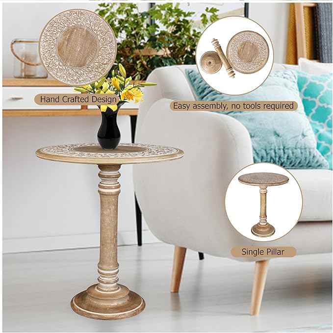Lightnpro Carved Round End Table - Image 6