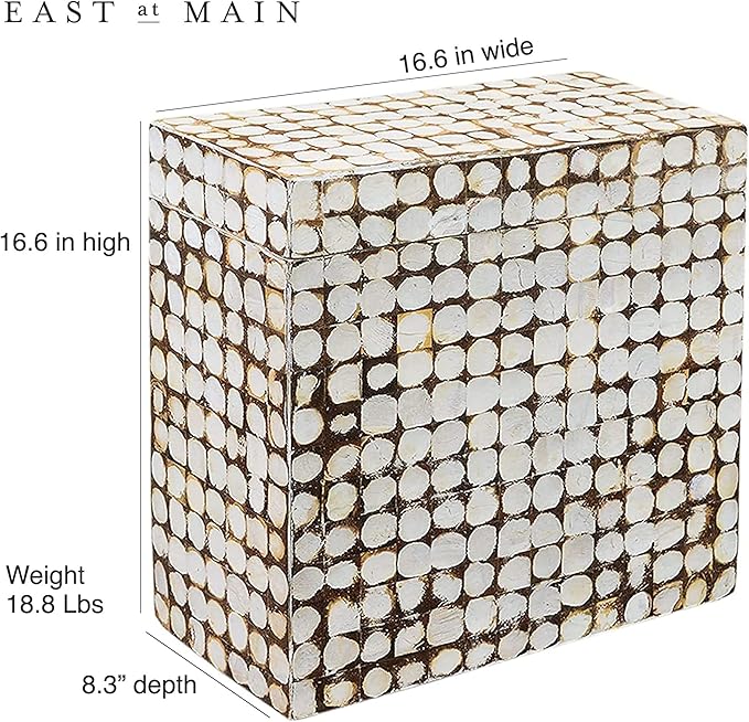 East at Main Rectangle Storage Side Table – Coconut Shell Mosaic Inlay - Image 3