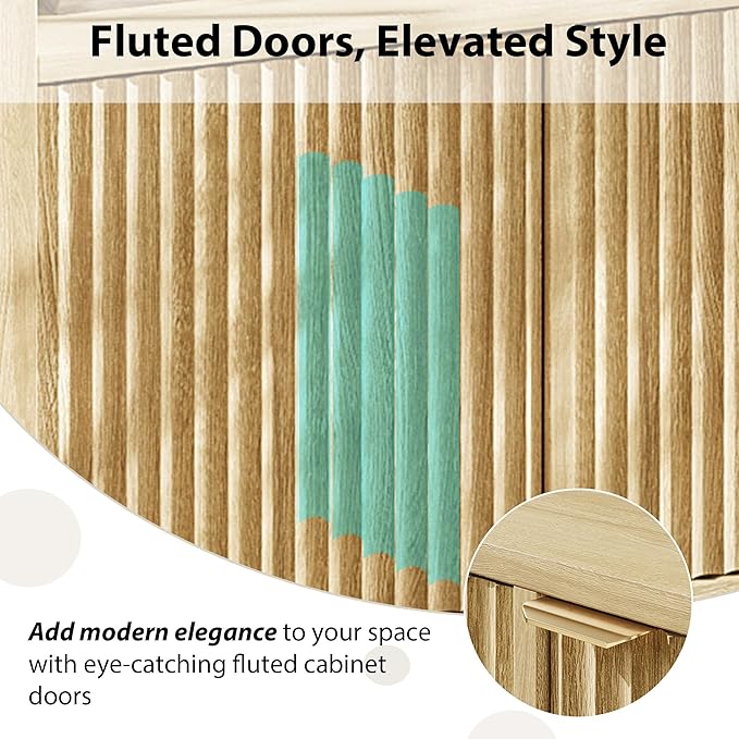 GarveeLife 65 Inch Fluted Sideboard Buffet Cabinet - Image 7