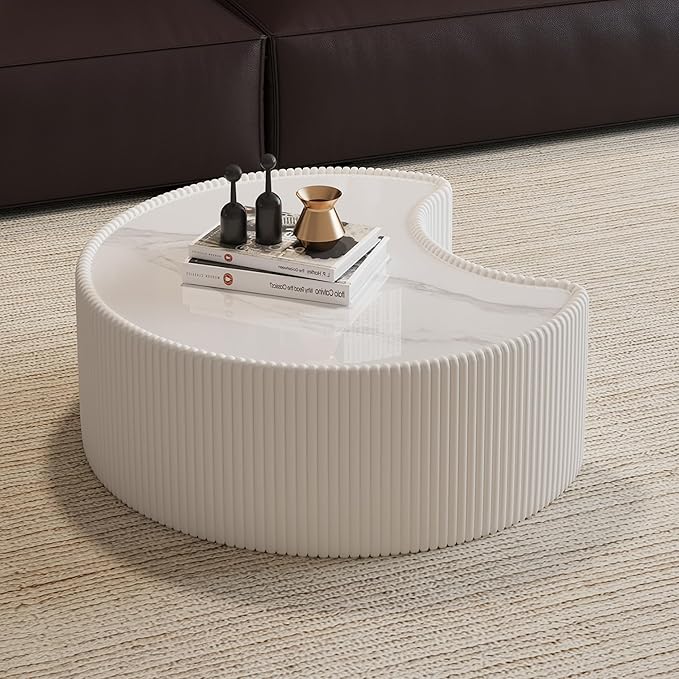 Modern Nesting Coffee Table Set of 2, Creative Moon Coffee and End Table Set - Image 3