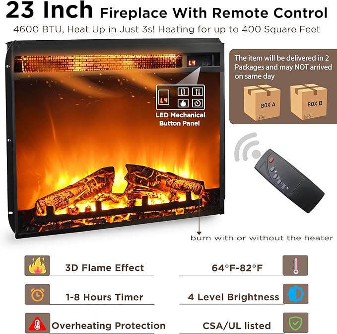 OKD Fireplace TV Stand for 65+ Inch TV, Rustic Media Console w/Sliding Barn - Image 2