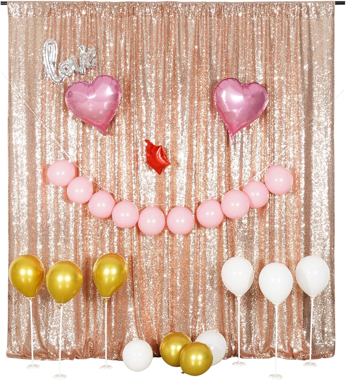 Poise3EHome Rose Gold Sequin Backdrop,8FT x 10FT Sequin Photography Backdrop Curtain for Party Decoration