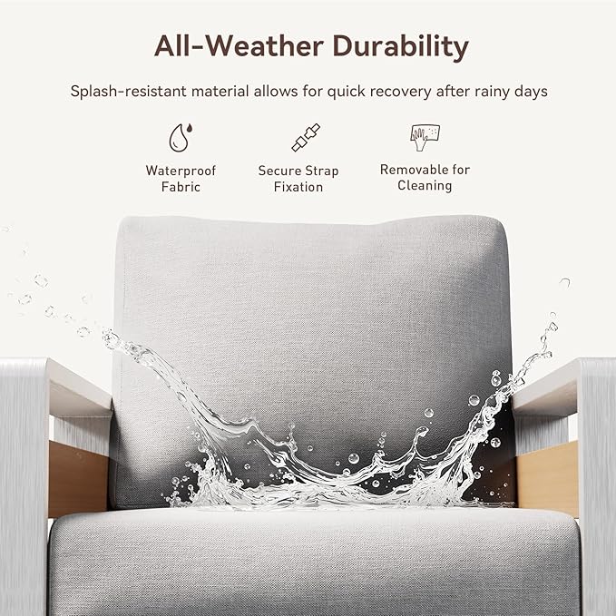 Aoxun Aluminum Outdoor Patio Furniture Set, 2 Seats Metal Sectional Patio - Image 5