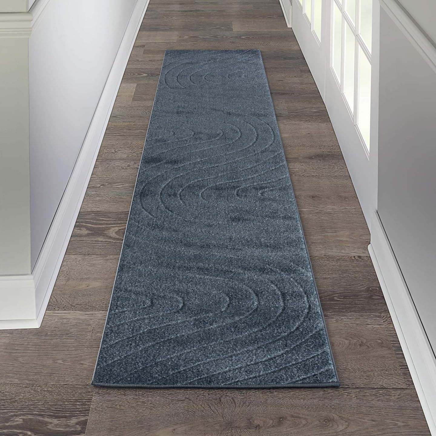 LUXE WEAVERS Modern Geometric Wave Blue 2x8 Area Rug