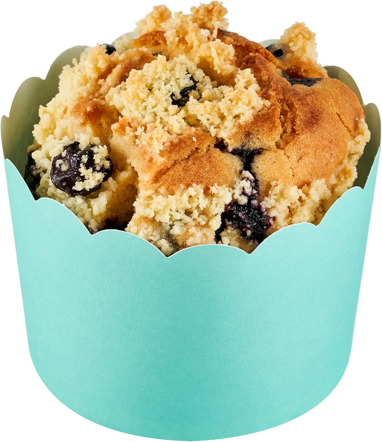 Panificio 10 Ounce Cupcake Wrappers, 200 Scalloped Baking Cups - Oven-Ready, Greaseproof, Turquoise Paper Cupcake Liners, Disposable, For Birthdays, Baby Showers, Or Weddings - Restaurantware
