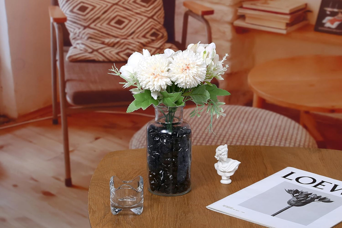 LAIDANLA 500PCS Black Acrylic Gems Vase Fillers for Centerpiece Black Fake Ice Cubes Plastic Diamonds Crushed Rocks for DIY Craft Party Table Scatter Prop Wedding Decoration Accessories