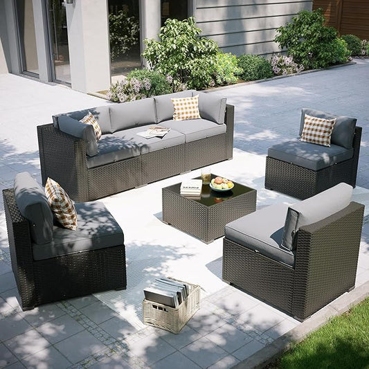 Aoxun Patio Furniture Set, 7 Piece Outdoor Sectional Sofas by Aoxun