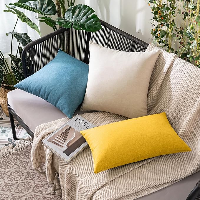 MIULEE Pack of 2 Decorative Outdoor Solid Waterproof Throw Pillow Covers - Image 5