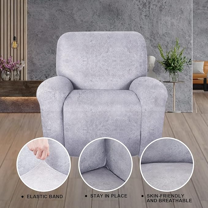 ANARACHON Recliner Chair Covers Leather Like, 4 Pieces Recliner Cover - Image 7