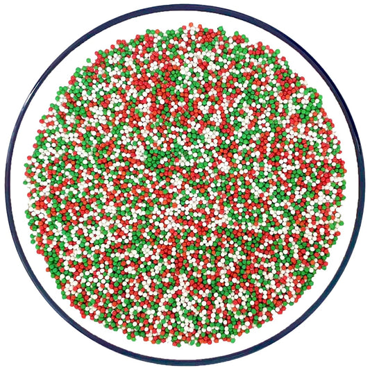 Sentovac Christmas Nonpareils Sprinkles Edible 2mm Mini Peals Red Green White Sprinkle for Cake Decorating Sugar Candy Cookie Cupcake Topper Baking Decorations Christmas Halloween Supplies