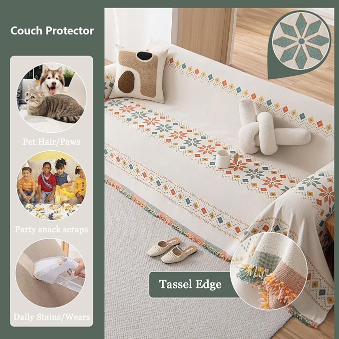 DREAMINGO Couch Cover Boho Washable Sofa Covers - Image 3