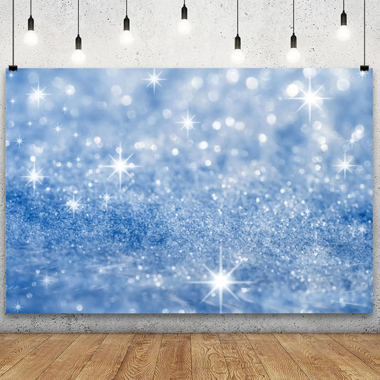 YongFoto Silver Blue Glitter Backdrop 5x3ft Silver Light Spots Blue Sequin Bokeh Photography Background Birthday Bridal Shower Wedding Photography Background Party Banner Portraits Photoshoot Props