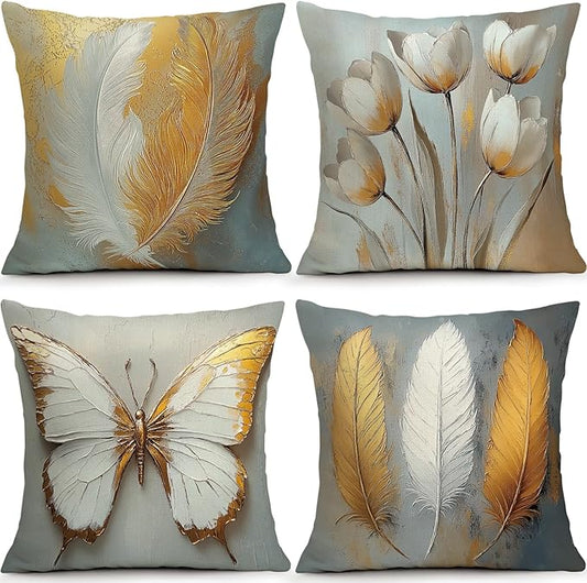 OBSEDE Bohemian Feathered Butterfly Decorative Throw Pillow Covers 18 × 18 in by OBSEDE