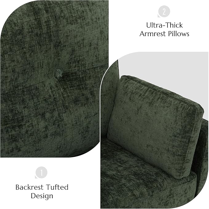 Luxury Oversized Accent Chair Set of 2, 40.9" Upholstered Piping Single - Image 9