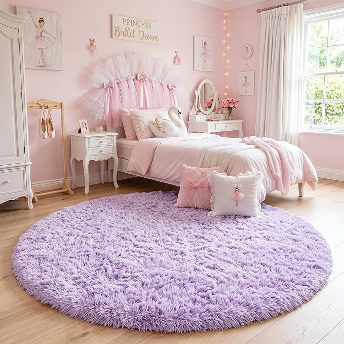 Amdrebio Light Purple Large Round Rugs 6Ft - Image 2