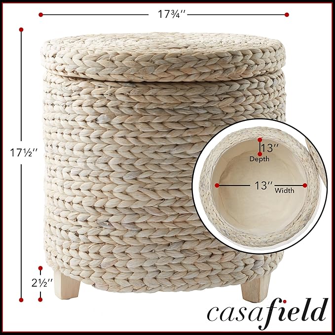 Casafield 17" Round Storage Ottoman - Image 3