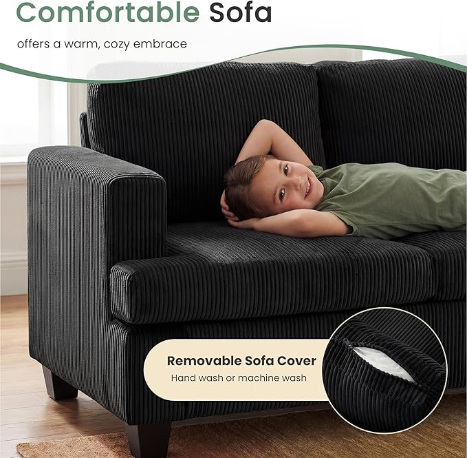 YOUDENOVA 2 Piece Set Comfy Sofa Couch, 2 3-Seater Sofa - Image 4