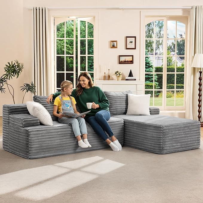 Hobestluk Modular Sectional Sofa Couches L-Shape Couch 3 Seat Modular Sofa - Image 3