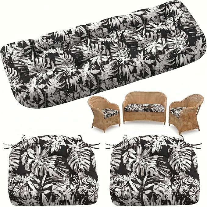 1 MIDDLE ONE Wicker Chair Cushions 3 Pieces Set by 1MIDDLEONE