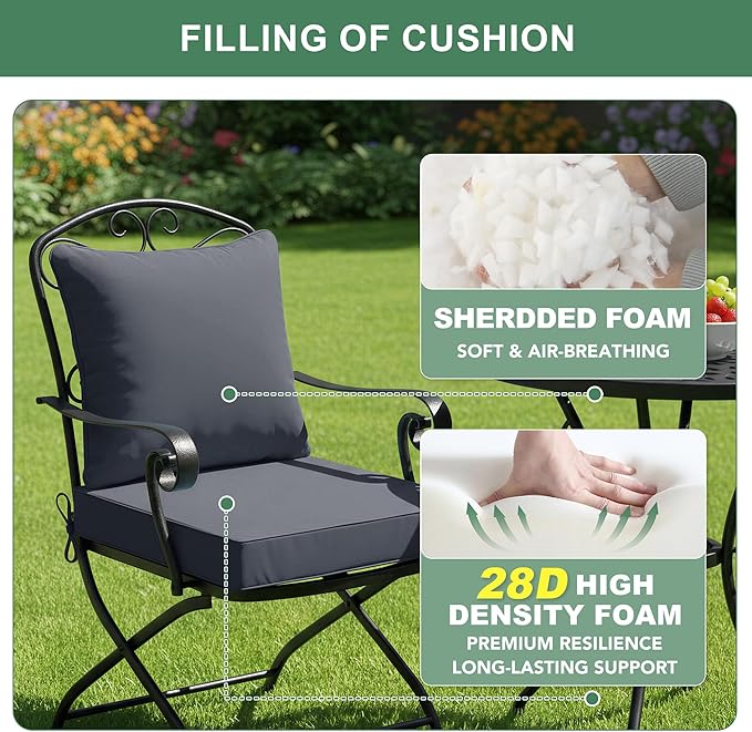 Summsun Patio Chair Cushions, Water Resistant Backrest Pillow and Seat Cushion - Image 4