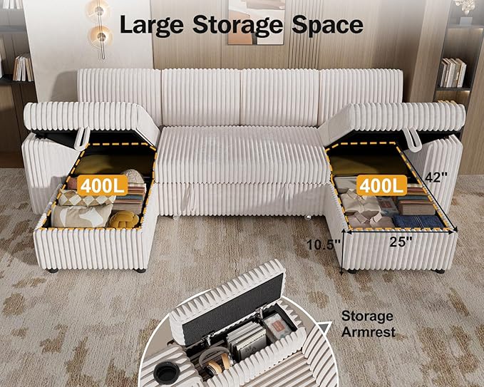 Vipbear 108" Modular Sectional Sleeper Sofa - Image 5