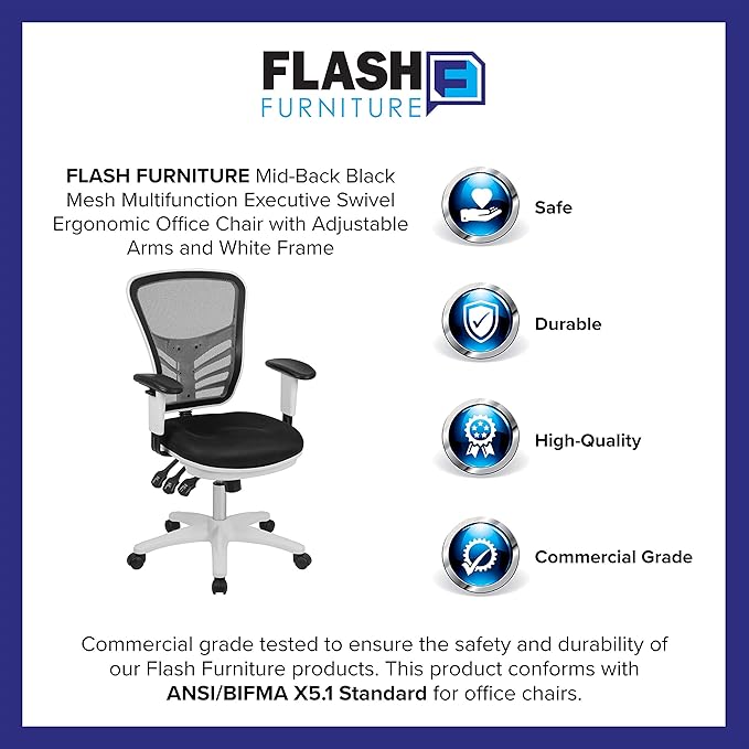 Flash Furniture Nicholas Mid-Back Swivel Office and Gaming Chair, Ergonomic - Image 12